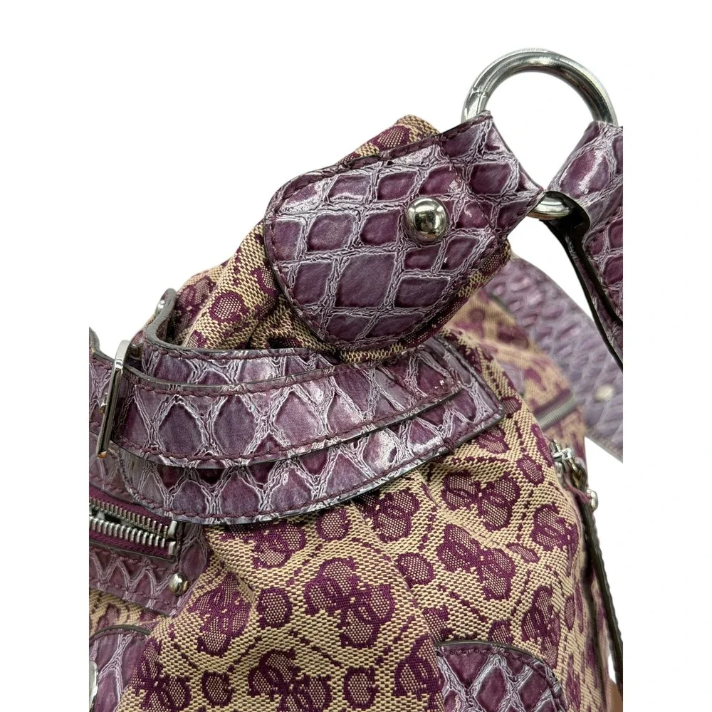 Guess Clover Shoulder Bag Women Purple Y2K Monogram Snakeskin Mcbling Zebra VTG